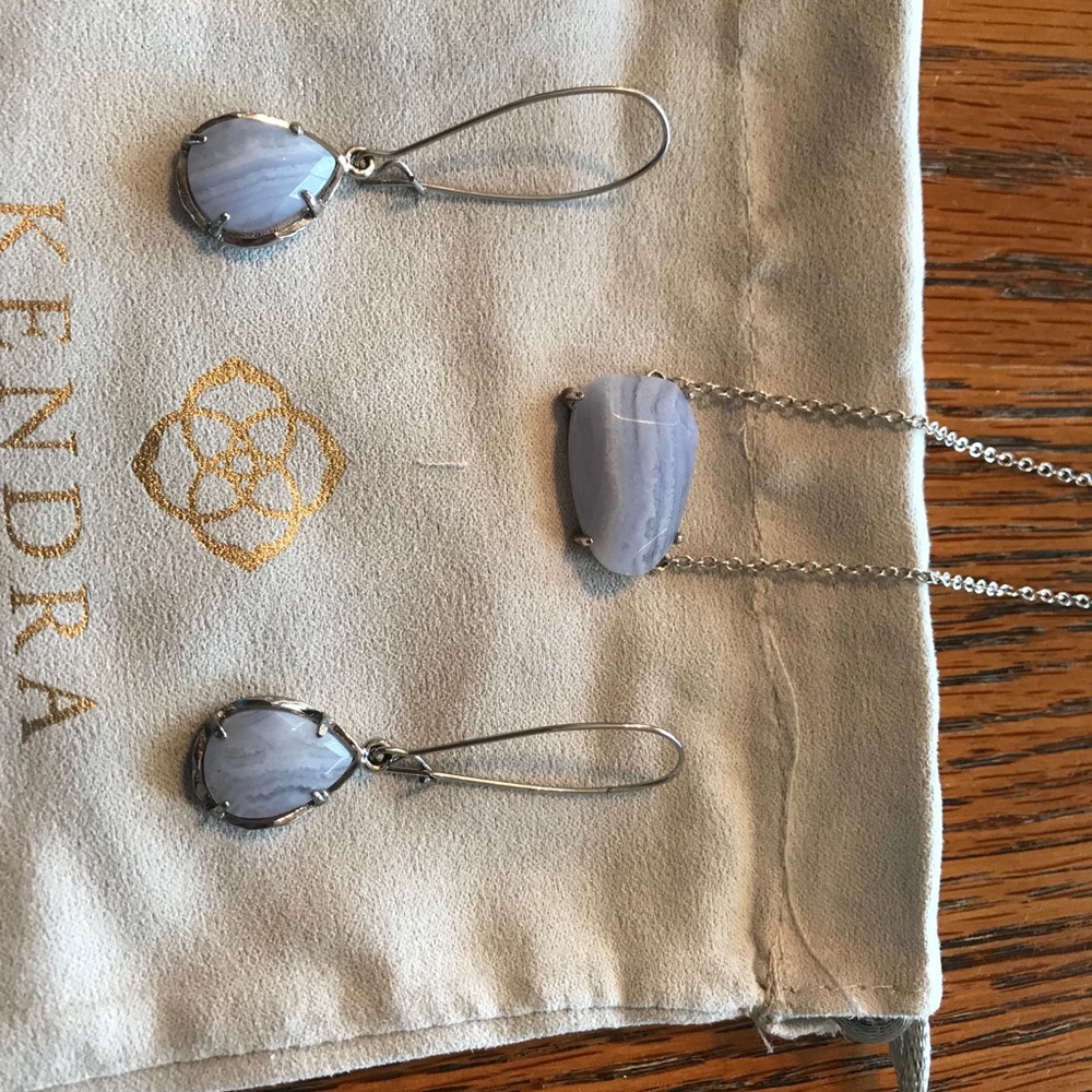 Kendra Scott earrings with matching necklace